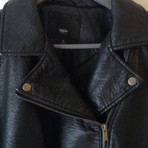 Black faux leather moto jacket
